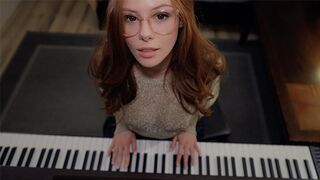 Music is enjoyment when a student has no panties - piano lessons - SEX with Teacher - cum on face
