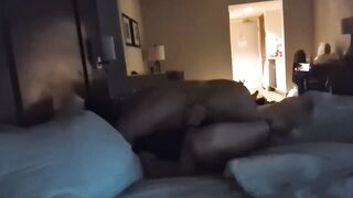 Gangster stepson stepmom up in hotel and screws her hard while this playgirl moans loud and squirts on his cock while this chap cums in her cunt