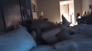 Gangster stepson stepmom up in hotel and screws her hard while this playgirl moans loud and squirts on his cock while this chap cums in her cunt