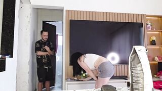 Wife Teases Delivery Driver at Her Front Door