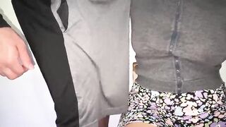 She almost gets caught grabbing a stranger's penis.