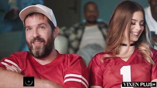 Molly knew exactly what this hottie was getting herself into when this chick invited her ex Hollywood and his friends to watch the big game at her new boyfriend Toms mansion. Everyone knew, really. Except poor, unassuming Tom.