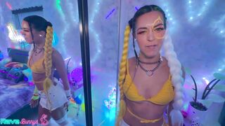 Bella Noir Strokes Brian Omally's Dick With Glowstick Then Swallows!