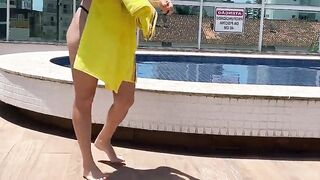 She saw me masturbating by the pool and helped me cum.