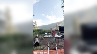 Sexually excited Granola Beauty Fingers Her Pussy While Editing Porn At Her Desk in the Forest