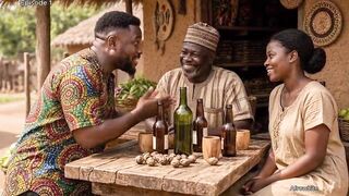 two african nigerian naija young and mature ebony black lascivious couple raw sexual intercourse in a village house [AI Generated]