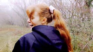 A lost video of a stepsister giving a blowjob in the woods while their parents are nearby picking berries