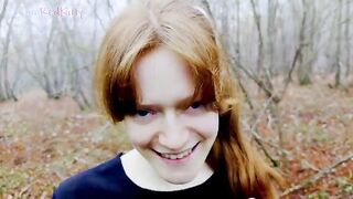 A lost video of a stepsister giving a blowjob in the woods while their parents are nearby picking berries