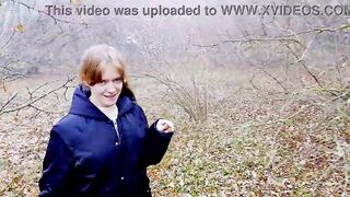 A lost video of a stepsister giving a blowjob in the woods while their parents are nearby picking berries