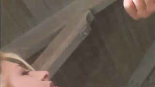 Golden-haired teen takes two rods in her pussy at once