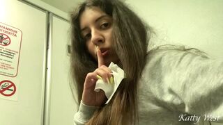 Risky masturbation and pissing in the airplane lavatory
