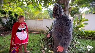 Little Red Riding Hood was lost in the woods and was made to suck rod by the big bad wolf.