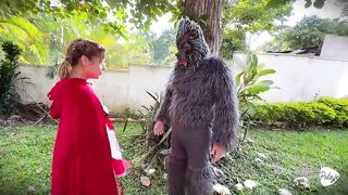 Little Red Riding Hood was lost in the woods and was made to suck rod by the big bad wolf.