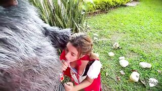 Little Red Riding Hood was lost in the woods and was made to suck rod by the big bad wolf.