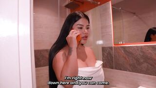 She's looking for the huge stud in the building to assist her fix her broken shower.