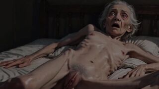 Highly Skinny Old Granny Unshaved Bush Masturbation - Moist Shaggy Pussy Rubbing & Orgasm
