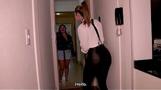 A cleaning lady catches a couple having sex and joins 'em for a very sexy threesome.