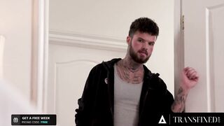 TRANSFIXED - Trans Girl Next Door Emma Rose Seduces Thick Schlong Maintenance Chap Into HARD ROUGH SEX!