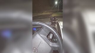 POV: Brunette, lost on the road, sucks my wang after getting on
