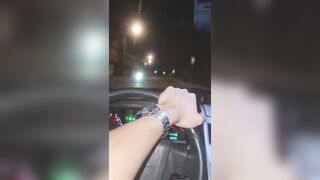 POV: Brunette, lost on the road, sucks my wang after getting on