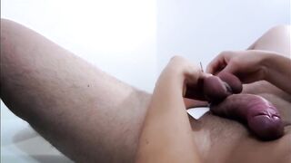 Solo Teen Hunk Intense Estim CBT Session - Uncontrolled Cumshot on Belly Showing Soles - Giant Wang & Juicy Creamy Load - Hands Free Ruined Orgasm with Electro Play & Ball Slavery - Bizarre S&M Foot Fetish Movie (Teaser)