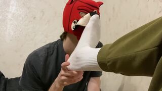 admirable boy licks feet and sucks uncut, big shlong of young top
