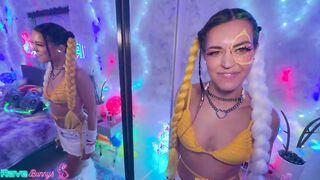 Bella Noir Strokes Brian Omally's Cock With Glowstick Then Swallows!