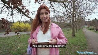 Redhead Student Takes the Money, the Deepthroat, and a Face Full of Cum - Public Agent
