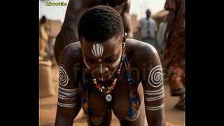 African afro black ebony nigerian naija teen village sexy curvy dark skin playgirl raw drilled in market public scene raw, no screwing-rubber by a local young trader by fellatio aka bj, missionary sex [AI Generated]