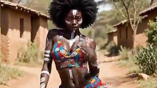 African afro black ebony nigerian naija teen village sexy curvy dark skin playgirl raw drilled in market public scene raw, no screwing-rubber by a local young trader by fellatio aka bj, missionary sex [AI Generated]