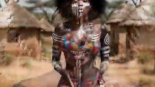 African afro black ebony nigerian naija teen village sexy curvy dark skin playgirl raw drilled in market public scene raw, no screwing-rubber by a local young trader by fellatio aka bj, missionary sex [AI Generated]