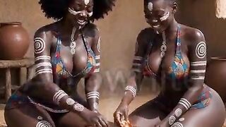 African afro black ebony nigerian naija teen village sexy curvy dark skin playgirl raw drilled in market public scene raw, no screwing-rubber by a local young trader by fellatio aka bj, missionary sex [AI Generated]