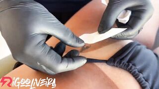 The blonde paid for the tattoo with her cunt cuz it was smooth.