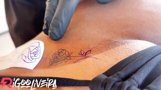The blonde paid for the tattoo with her cunt cuz it was smooth.