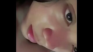 Asian indo with big melons fingers herself
