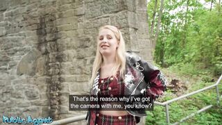 Public Agent Golden-haired rock hottie Hailey White has the tightest twat POV blow job and outdoor sex