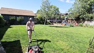 Watch me catch some sun and mow my lawn exposed! Hope noone saw! Or maybe I do.