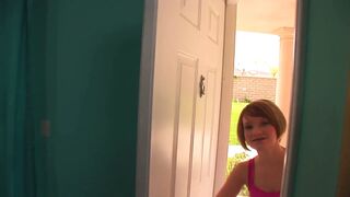Cute teen gives head to the black man whilst loves to watching her