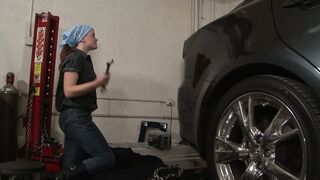 Lez boss punishes her female car worker