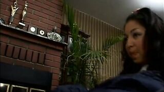 Hot young Latina rides stud's thick weenie reverse cowgirl