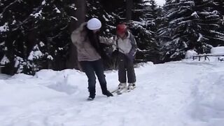 Big Titted Lesbians From France Are Here to Play in the Snow