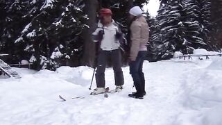 Big Titted Lesbians From France Are Here to Play in the Snow