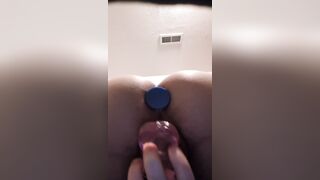 Trans chap fucks cunt and puts butt plug in