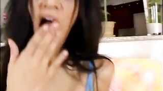 Cute honey likes it when this chick blows a hard pole indoors