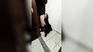 Lovers hooking up during work hours with ejaculation in mouth.