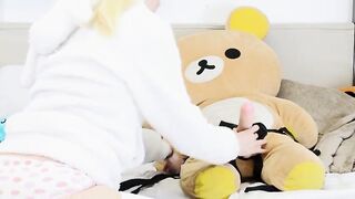 Lana Rain Rides Her Ding-weenie Wearing Stuffed Animal