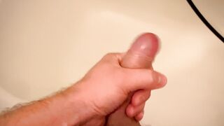 Claude Bombard masturbates and cums in empty bathtub