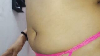 lascivious slut wife big butt wearing a crotchless strap before plan to cheat on husband