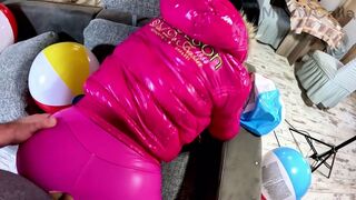 Dom MILF In Pink Downjacket Goes Deepthroat