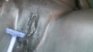 African Unshaved Pussy Shaving